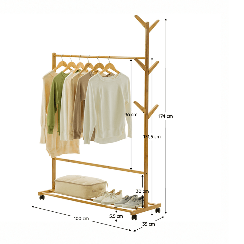 Casa si Gradina - Mobilier - Organizare si depozitare - Cuiere - Stander haine, bambus, latime 100 cm, VIKIR TYP 3 - Infinity.ro