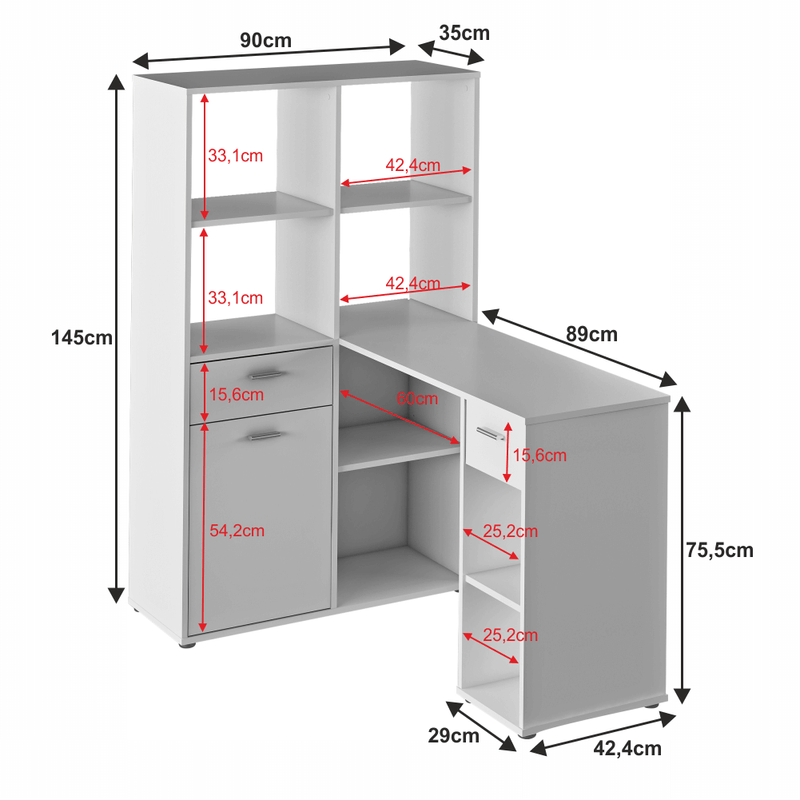 Casa si Gradina - Mobilier - Mese si birouri - Birouri - Masa PC cu etajera, alb, MINESON - Infinity.ro