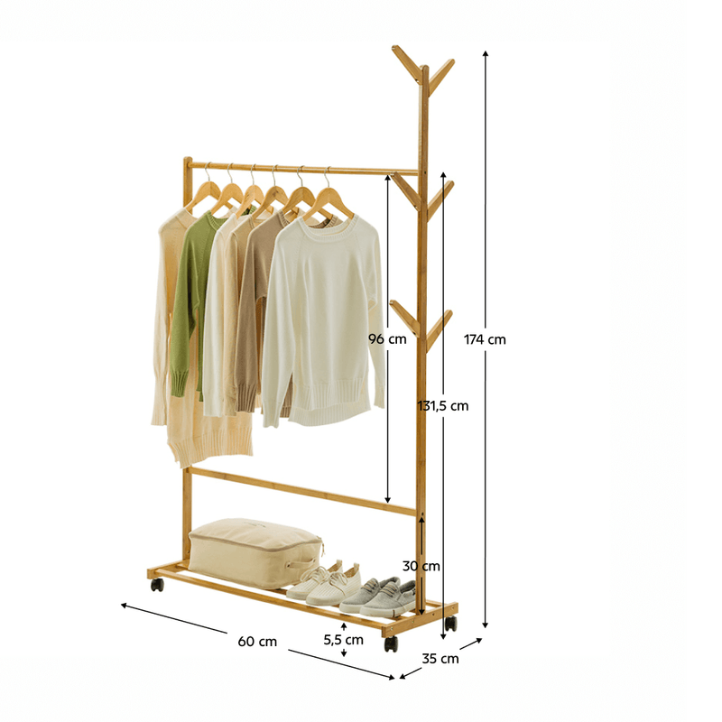 Casa si Gradina - Mobilier - Organizare si depozitare - Cuiere - Stander haine, bambus, latime 60 cm, VIKIR TYP 1 - Infinity.ro