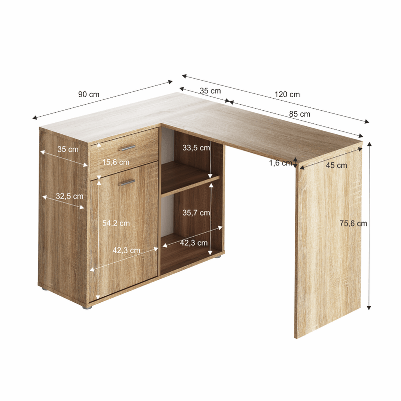 Casa si Gradina - Mobilier - Mese si birouri - Birouri - Masa PC de colt, stejar sonoma, KALIMERO - Infinity.ro