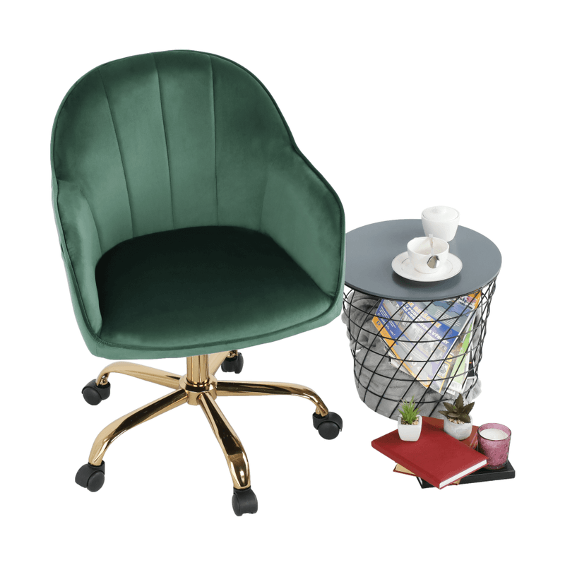 Casa si Gradina - Mobilier - Scaune si fotolii - Fotolii - Fotoliu de birou, verde material Velvet /auriu, EROL - Infinity.ro