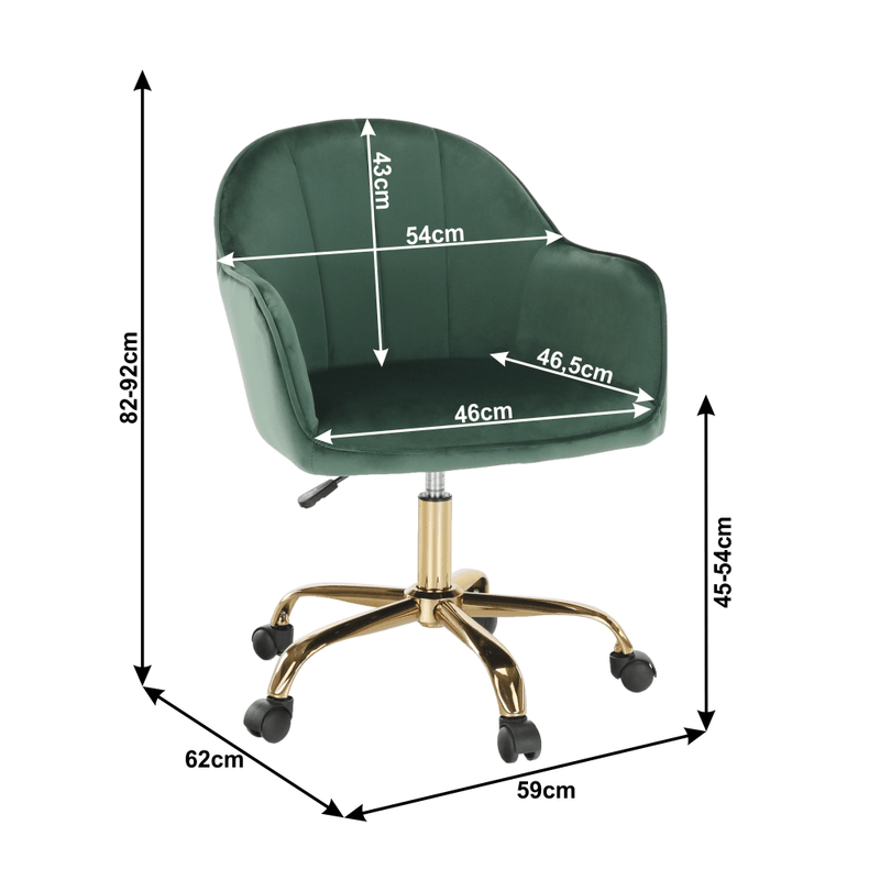 Casa si Gradina - Mobilier - Scaune si fotolii - Fotolii - Fotoliu de birou, verde material Velvet /auriu, EROL - Infinity.ro