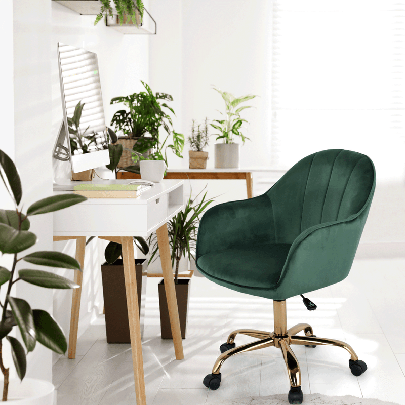 Casa si Gradina - Mobilier - Scaune si fotolii - Fotolii - Fotoliu de birou, verde material Velvet /auriu, EROL - Infinity.ro