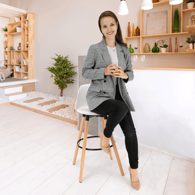 Casa si Gradina - Mobilier - Scaune si fotolii - Scaune - Scaun bar, alb/fag, EVANS - Infinity.ro
