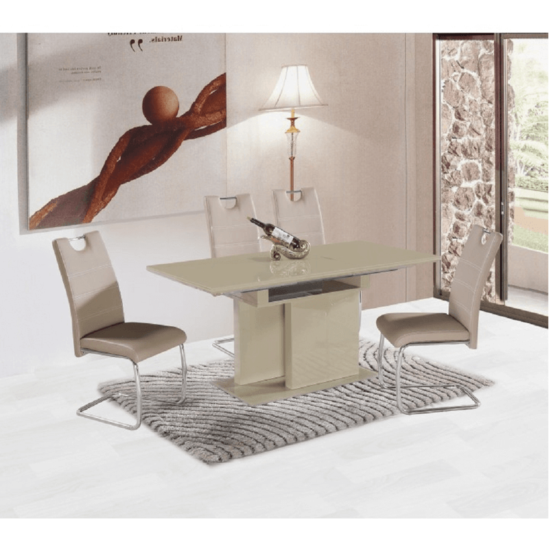 Casa si Gradina - Mobilier - Mese si birouri - Mese bucatarie si dining - Masa de bucatarie extensibila, capuccino extra lucios HG, 120-160x80 cm, VIRAT - Infinity.ro