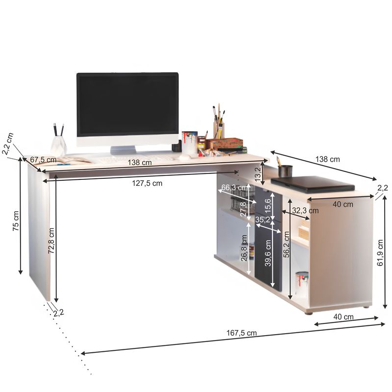 Casa si Gradina - Mobilier - Mese si birouri - Mese bucatarie si dining - Masa de scris, alb/gri, DALTON 2  NEW VE 02 - Infinity.ro