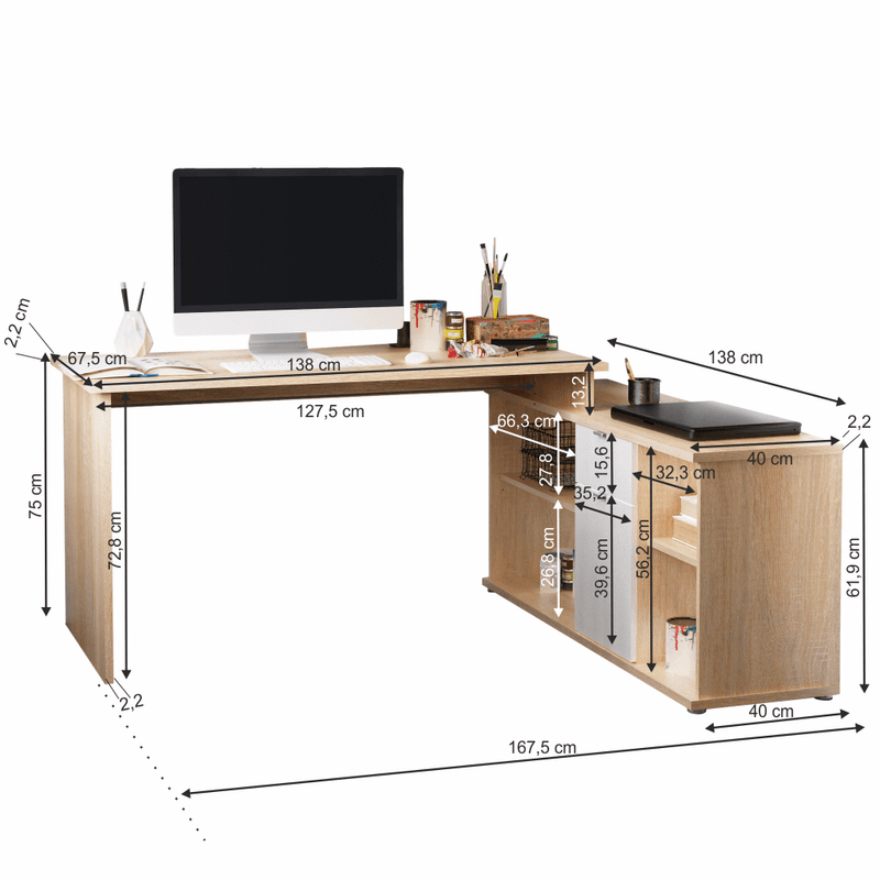 Casa si Gradina - Mobilier - Mese si birouri - Birouri - Masa pentru scris, stejar sonoma/alb, DALTON 2 NEW VE 02 - Infinity.ro