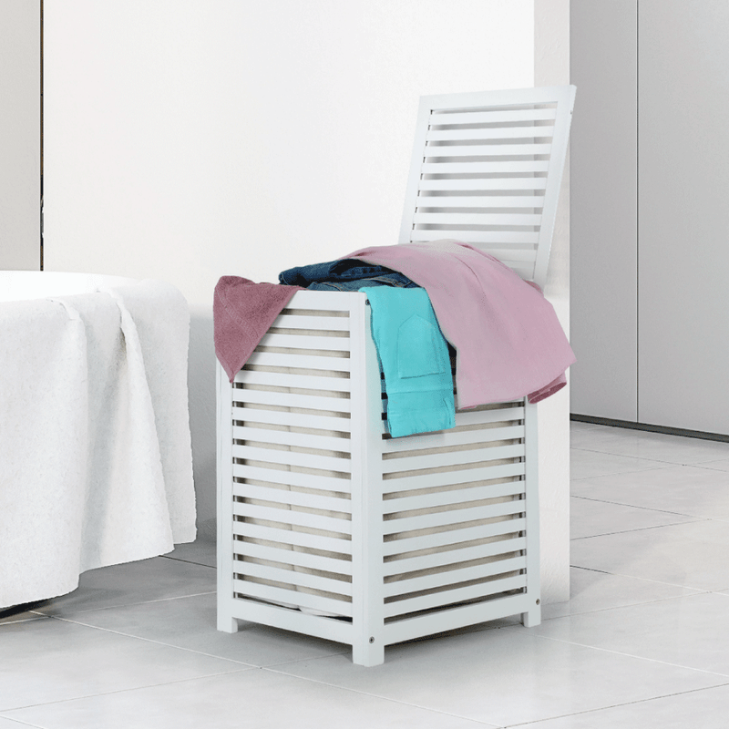 Market - Spalare si intretinere rufe - Uscatoare de rufe si accesorii - Cos de rufe, bambus lacuit/alb/bej, BASKET - Infinity.ro