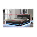 Casa si Gradina - Mobilier - Paturi si accesorii - Paturi - Pat matrimonial cu iluminat alb, negru, BIRGET NEW, 180x200 - Infinity.ro