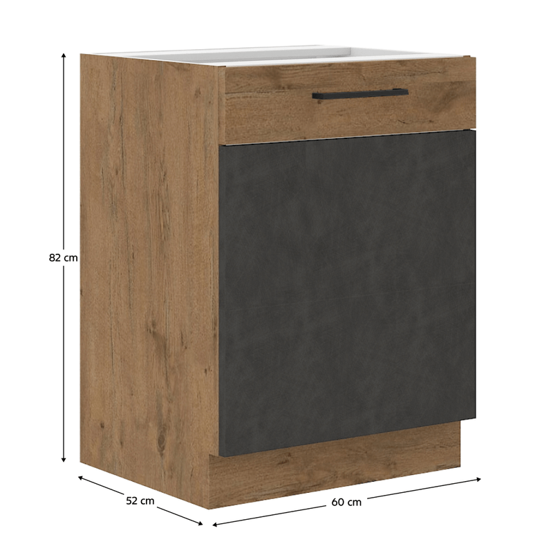 Casa si Gradina - Mobilier - Dulapuri si sifoniere - Dulapuri - Dulap inferior, gri mat/stejar lancelot, VEGA 60 D 1F BB - Infinity.ro