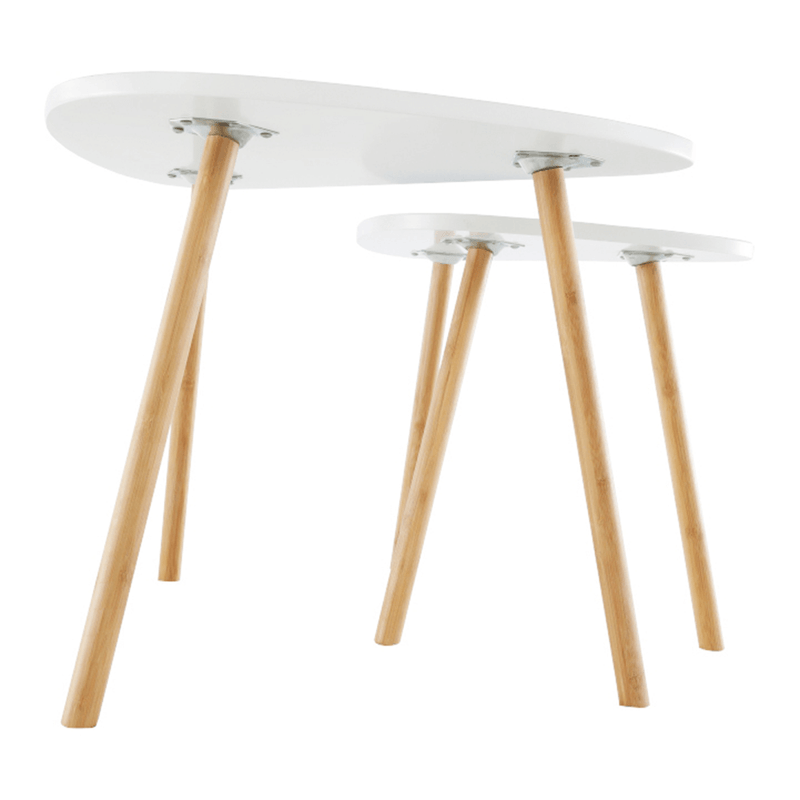 Casa si Gradina - Mobilier - Mese si birouri - Masute de cafea - Set a doua masute de cafea, alb/natural, BISMAK - Infinity.ro