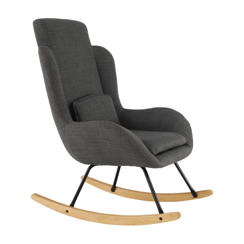 Casa si Gradina - Mobilier - Scaune si fotolii - Fotolii - Fotoliu balansoar, material textil gri/lemn, HARPER - Infinity.ro
