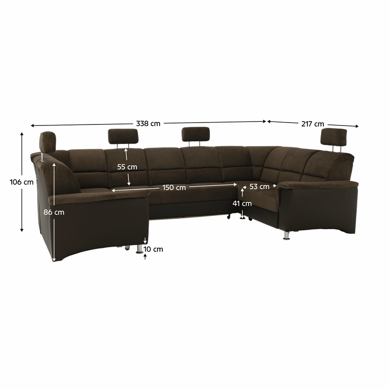 Casa si Gradina - Mobilier - Canapele si coltare - Coltare - Coltar, piele ecologica maro/material textil maro, SANTIAGO U MARE - Infinity.ro