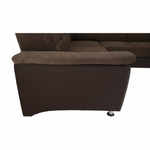 Casa si Gradina - Mobilier - Canapele si coltare - Coltare - Coltar, piele ecologica maro/material textil maro, SANTIAGO U MARE - Infinity.ro