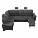 Casa si Gradina - Mobilier - Canapele si coltare - Coltare - Coltar, piele eco neagra/textil gri inchis, stanga, SANTIAGO U - Infinity.ro