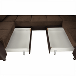Casa si Gradina - Mobilier - Canapele si coltare - Coltare - Coltar, piele ecologica maro/material textil maro, SANTIAGO U MARE - Infinity.ro