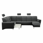 Casa si Gradina - Mobilier - Canapele si coltare - Coltare - Coltar, piele eco neagra/textil gri inchis, stanga, SANTIAGO U - Infinity.ro
