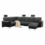 Casa si Gradina - Mobilier - Canapele si coltare - Coltare - Coltar, piele eco neagra/textil gri inchis, stanga, SANTIAGO U - Infinity.ro
