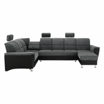 Casa si Gradina - Mobilier - Canapele si coltare - Coltare - Coltar, piele eco neagra/textil gri inchis, stanga, SANTIAGO U - Infinity.ro