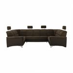 Casa si Gradina - Mobilier - Canapele si coltare - Coltare - Coltar, piele ecologica maro/material textil maro, SANTIAGO U MARE - Infinity.ro
