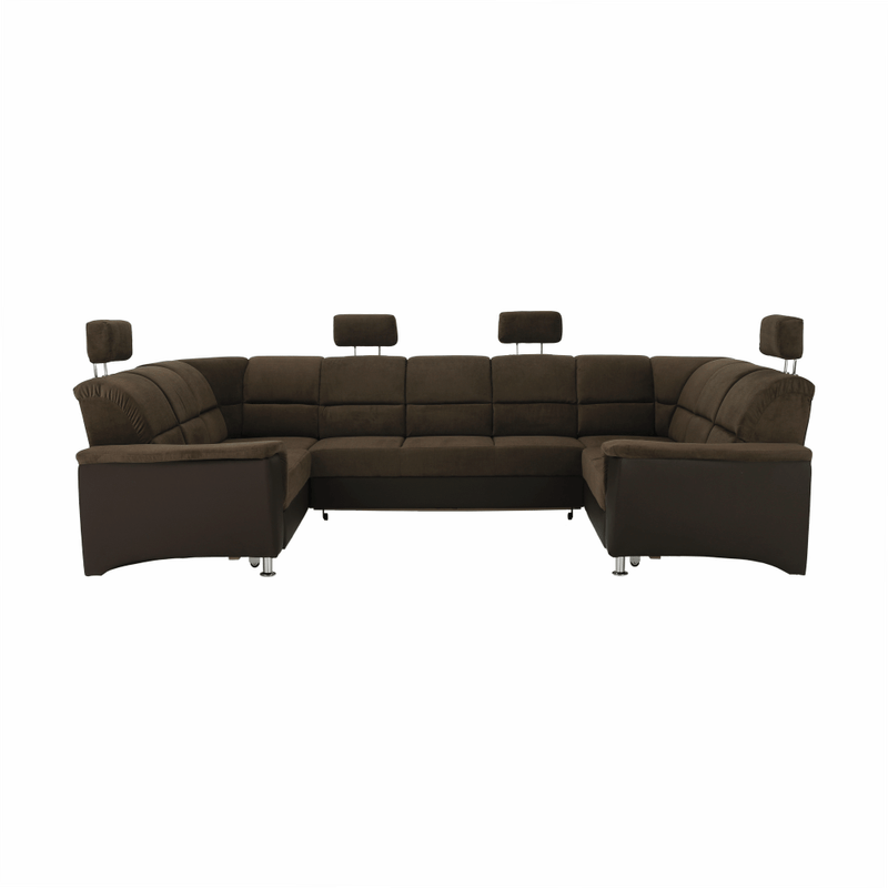 Casa si Gradina - Mobilier - Canapele si coltare - Coltare - Coltar, piele ecologica maro/material textil maro, SANTIAGO U MARE - Infinity.ro
