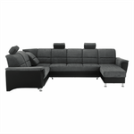 Casa si Gradina - Mobilier - Canapele si coltare - Coltare - Coltar, piele eco neagra/textil gri inchis, stanga, SANTIAGO U - Infinity.ro