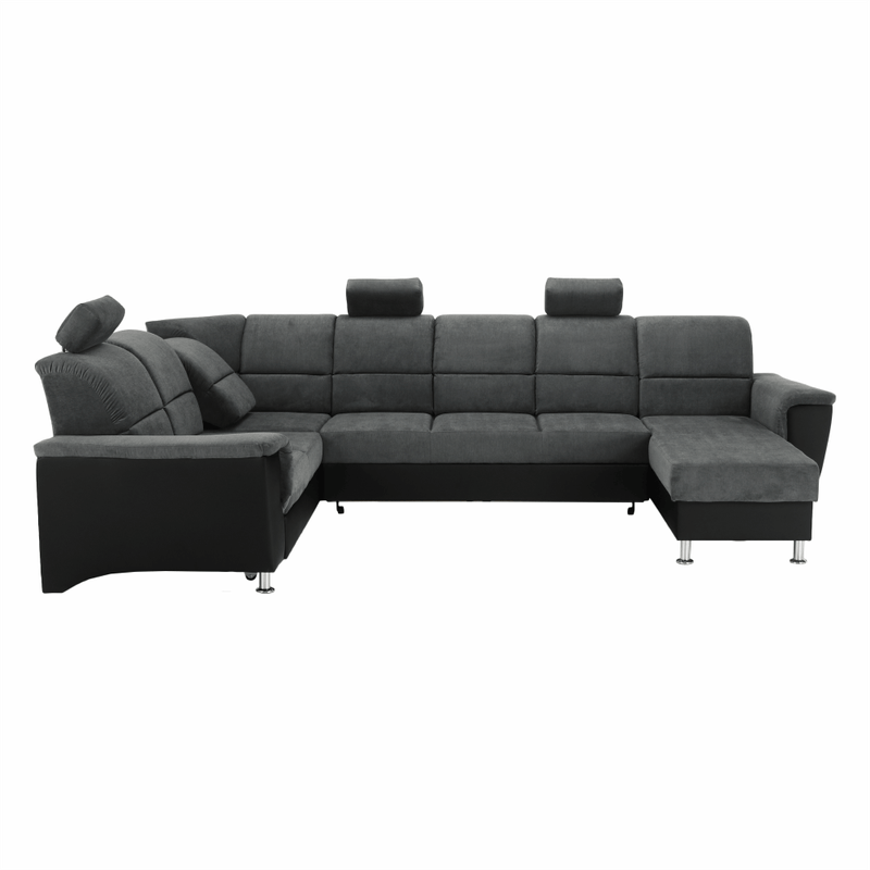 Casa si Gradina - Mobilier - Canapele si coltare - Coltare - Coltar, piele eco neagra/textil gri inchis, stanga, SANTIAGO U - Infinity.ro