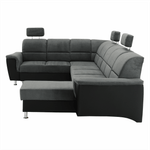 Casa si Gradina - Mobilier - Canapele si coltare - Coltare - Coltar, piele eco neagra/textil gri inchis, stanga, SANTIAGO U - Infinity.ro