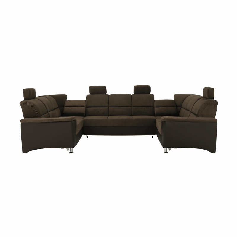 Casa si Gradina - Mobilier - Canapele si coltare - Coltare - Coltar, piele ecologica maro/material textil maro, SANTIAGO U MARE - Infinity.ro