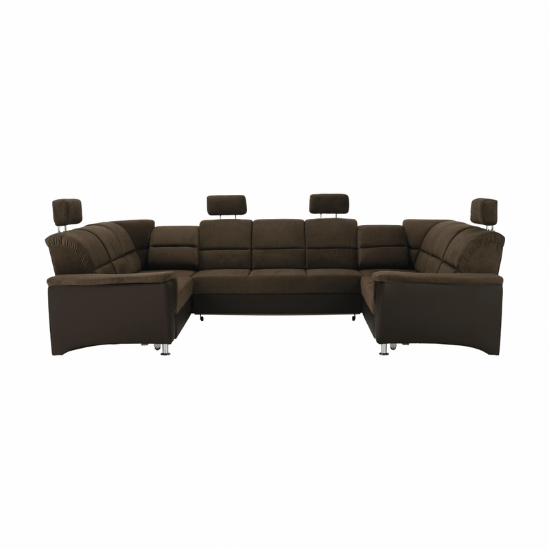 Casa si Gradina - Mobilier - Canapele si coltare - Coltare - Coltar, piele ecologica maro/material textil maro, SANTIAGO U MARE - Infinity.ro