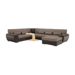Casa si Gradina - Mobilier - Canapele si coltare - Coltare - Coltar in forma de U, material textil maro/piele ecologica maro, dreapta, EMILY U - Infinity.ro