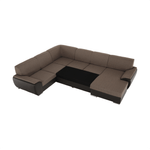 Casa si Gradina - Mobilier - Canapele si coltare - Coltare - Coltar in forma de U, material textil maro/piele ecologica maro, dreapta, EMILY U - Infinity.ro