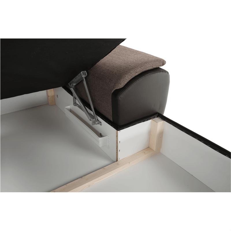 Casa si Gradina - Mobilier - Canapele si coltare - Coltare - Coltar in forma de U, material textil maro/piele ecologica maro, dreapta, EMILY U - Infinity.ro