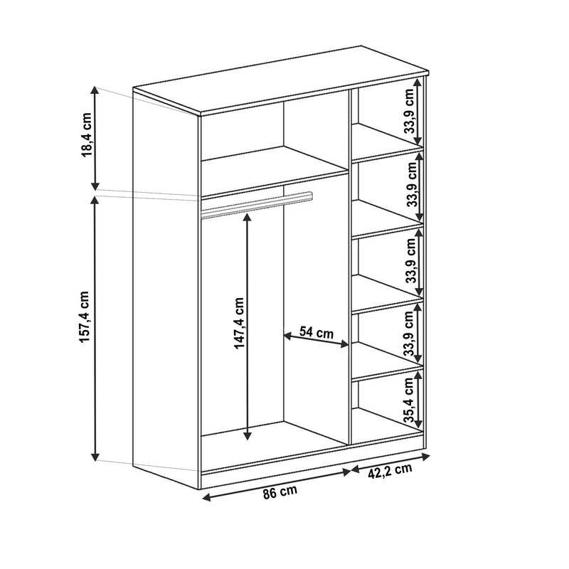 Casa si Gradina - Mobilier - Dulapuri si sifoniere - Dulapuri - Dulap sifonier cu polite, stejar lefkas, TEDY Typ T15 - Infinity.ro