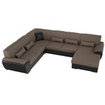 Casa si Gradina - Mobilier - Canapele si coltare - Coltare - Coltar in forma de U, material textil maro/piele ecologica maro, dreapta, EMILY U - Infinity.ro