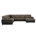 Casa si Gradina - Mobilier - Canapele si coltare - Coltare - Coltar in forma de U, material textil maro/piele ecologica maro, dreapta, EMILY U - Infinity.ro