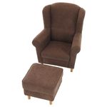 Casa si Gradina - Mobilier - Scaune si fotolii - Fotolii - Fotoliu cu taburet, material maro, ASTRID - Infinity.ro