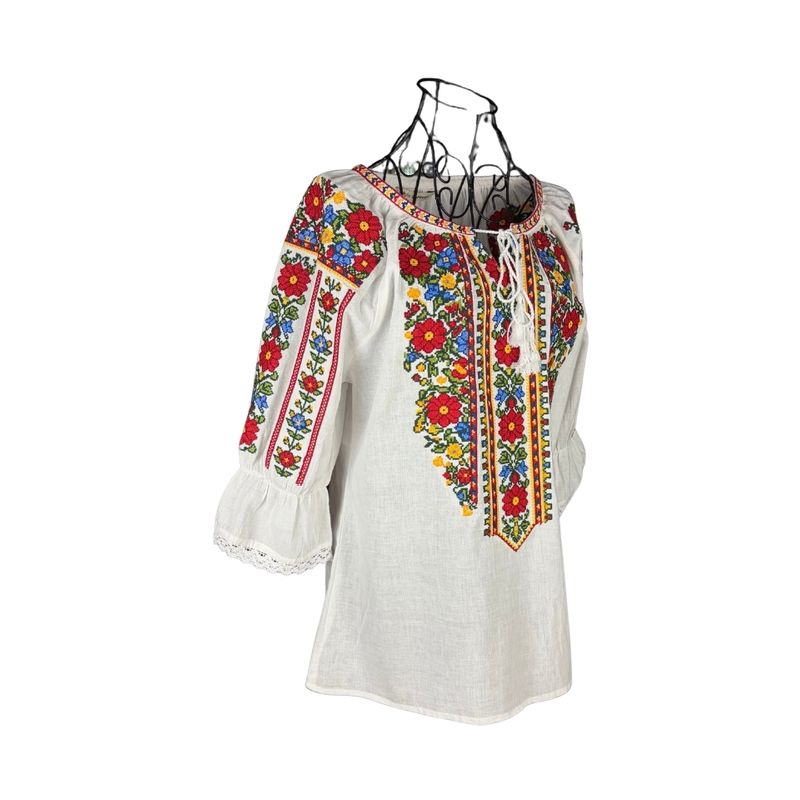 Fashion, accesorii si bijuterii - Femei - Imbracaminte femei - Camasi si bluze femei - Bluza dama IL26 alb/galben , marimea 3XL - Infinity.ro