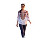 Fashion, accesorii si bijuterii - Femei - Imbracaminte femei - Camasi si bluze femei - Bluza dama IL26 alb/galben , marimea 3XL - Infinity.ro