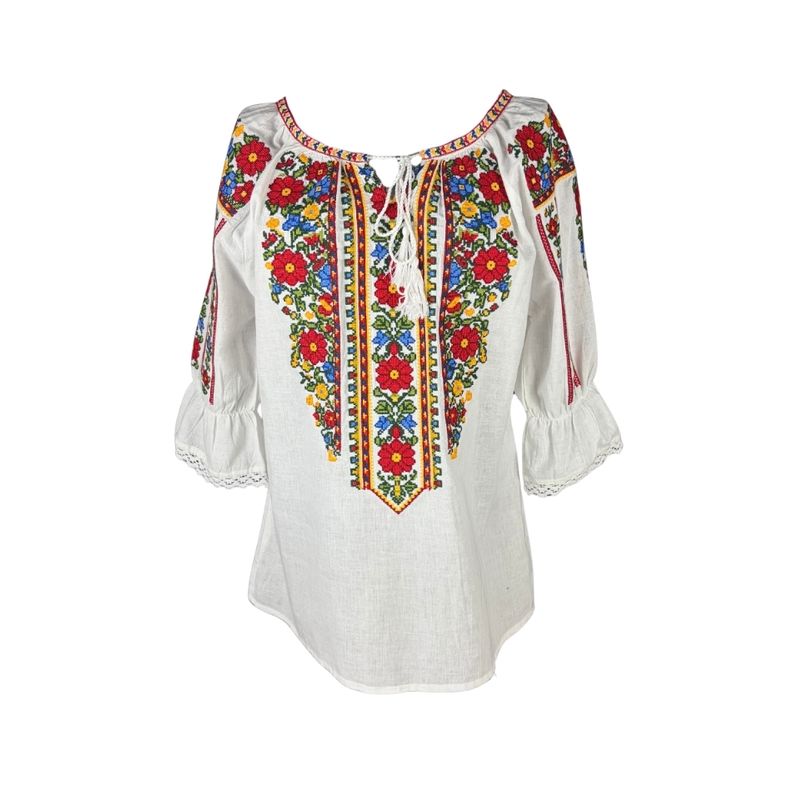 Fashion, accesorii si bijuterii - Femei - Imbracaminte femei - Camasi si bluze femei - Bluza dama IL26 alb/galben , marimea 3XL - Infinity.ro