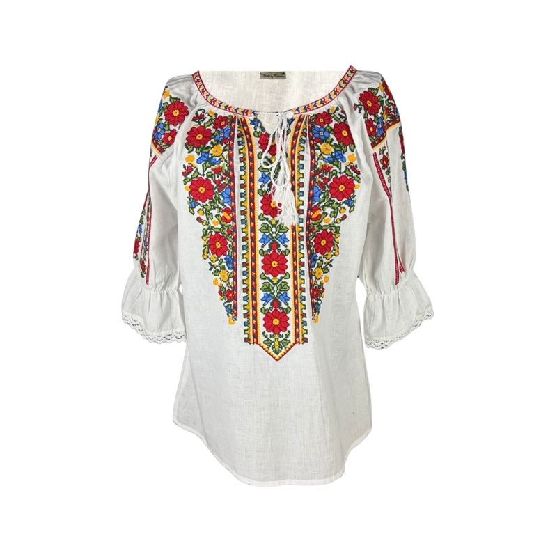 Fashion, accesorii si bijuterii - Femei - Imbracaminte femei - Camasi si bluze femei - Bluza dama IL26 alb/galben , marimea 3XL - Infinity.ro
