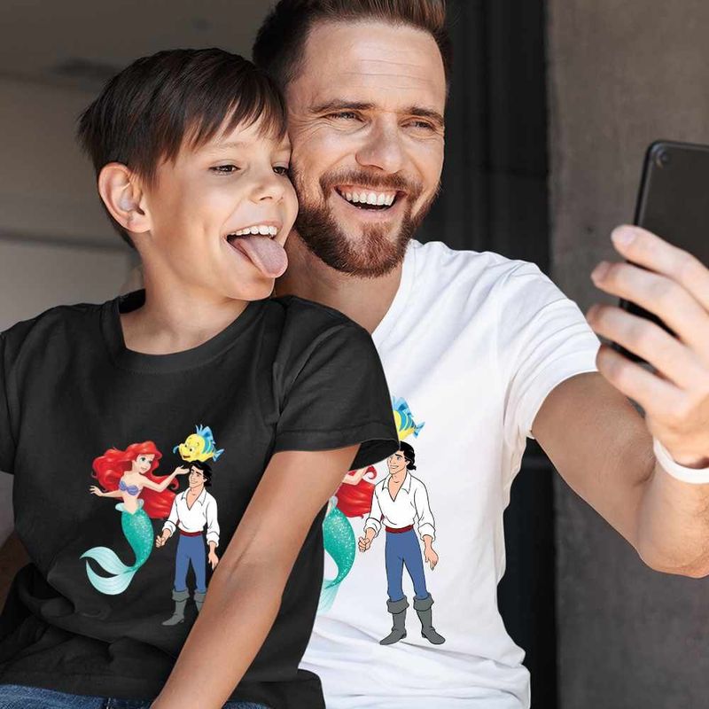 Fashion, accesorii si bijuterii - Copii - Imbracaminte copii - Tricouri copii - Tricou Copii Baieti Ariel Eric Flounder Mica Sirena CoolTrend, alb, marime L Copii - Infinity.ro