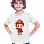 Fashion, accesorii si bijuterii - Copii - Imbracaminte copii - Tricouri copii - Tricou Copii Baieti Labubu Pompier, alb, marime S Copii - Infinity.ro