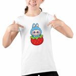 Fashion, accesorii si bijuterii - Copii - Imbracaminte copii - Tricouri copii - Tricou Copii Fete Labubu Strawberry Capsuna, alb, marime XL Copii - Infinity.ro