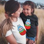 Fashion, accesorii si bijuterii - Copii - Imbracaminte copii - Tricouri copii - Tricou Copii Fete Labubu Strawberry Capsuna, alb, marime XL Copii - Infinity.ro