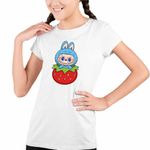 Fashion, accesorii si bijuterii - Copii - Imbracaminte copii - Tricouri copii - Tricou Copii Fete Labubu Strawberry Capsuna, alb, marime XL Copii - Infinity.ro