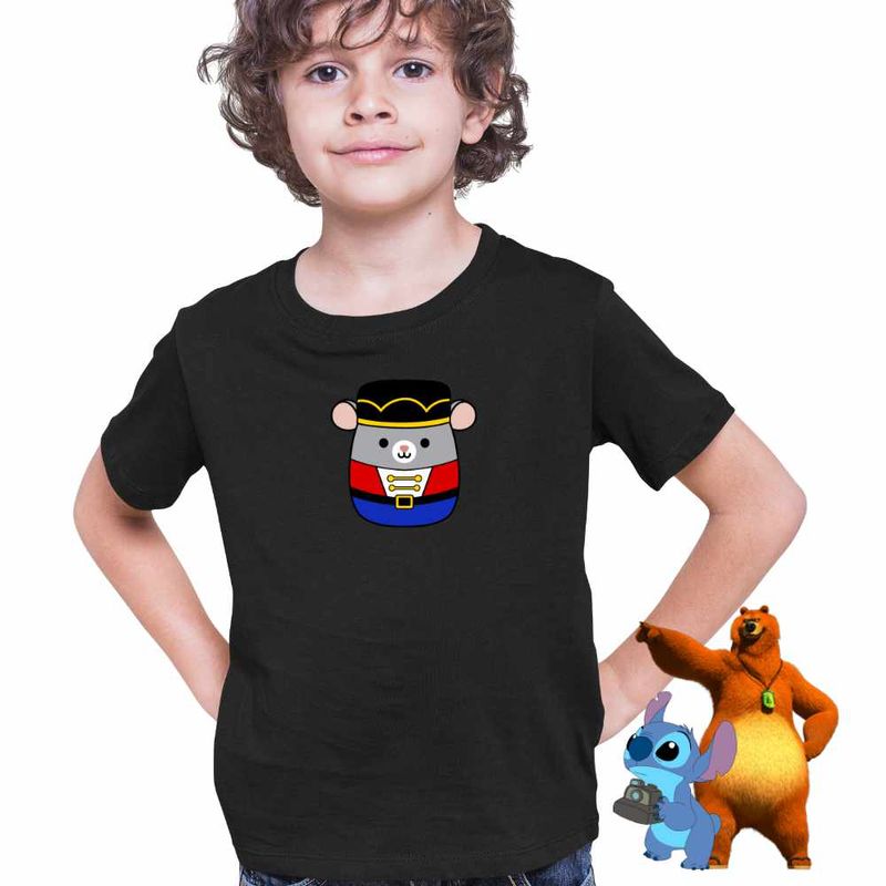 Fashion, accesorii si bijuterii - Copii - Imbracaminte copii - Tricouri copii - Tricou Copii Baieti Squishmallows Soldatel Mos Craciun Gerila CoolTrend, negru, marime S Copii - Infinity.ro
