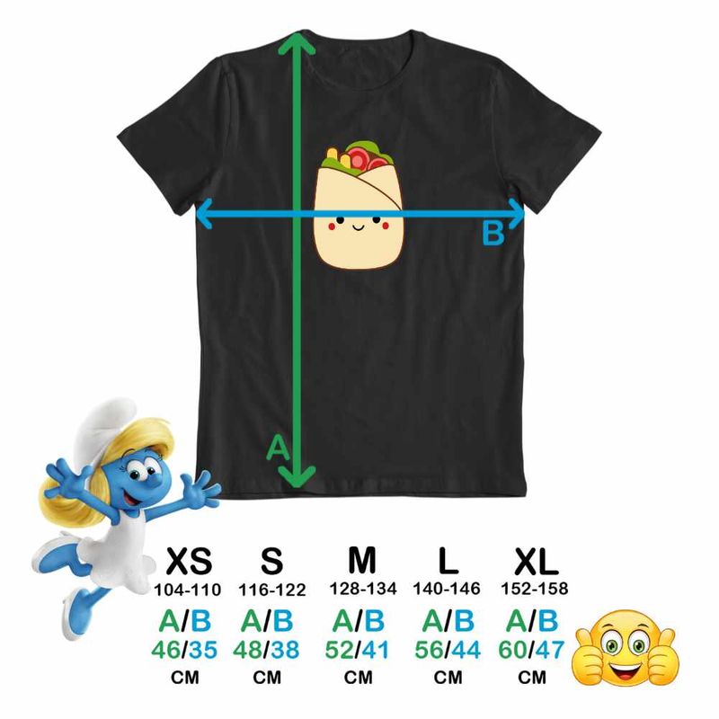 Fashion, accesorii si bijuterii - Copii - Imbracaminte copii - Tricouri copii - Tricou Copii Fete Squishmallows Shaworma Fast Food CoolTrend, negru, marime XL Copii - Infinity.ro