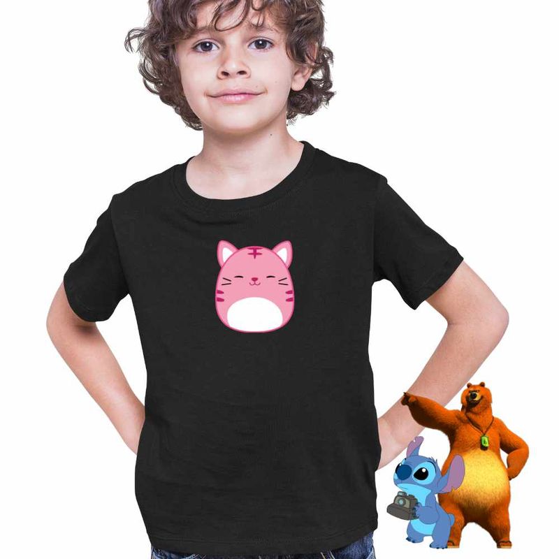 Fashion, accesorii si bijuterii - Copii - Imbracaminte copii - Tricouri copii - Tricou Copii Baieti Squishmallows Pisica Adorable CoolTrend, negru, marime XL Copii - Infinity.ro
