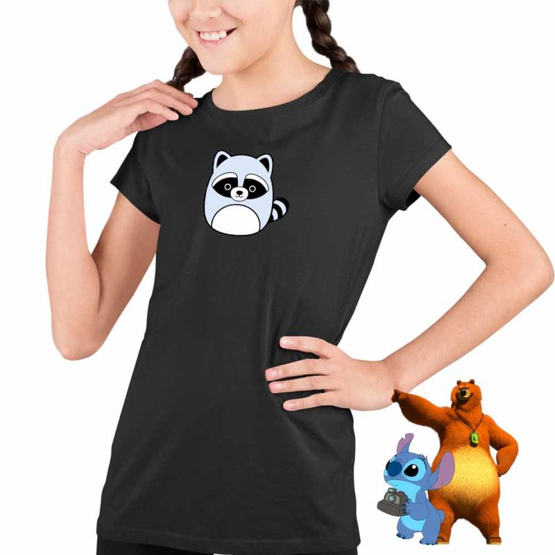 Fashion, accesorii si bijuterii - Copii - Imbracaminte copii - Tricouri copii - Tricou Copii Fete Squish mallows Raton CoolTrend, negru, marime XS Copii - Infinity.ro